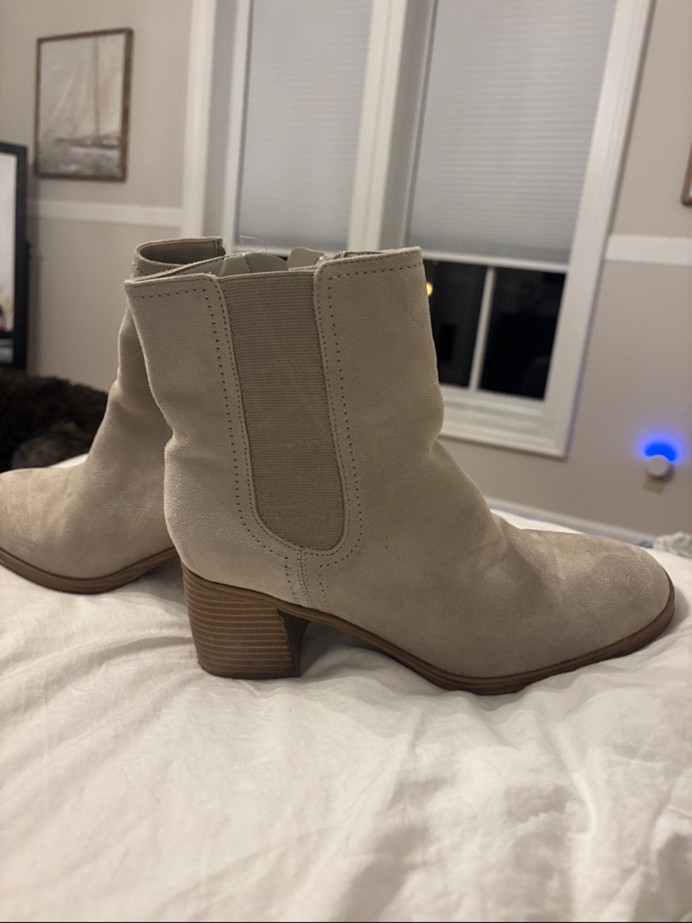 Women's Suede Ankle Boots in Light Taupe
